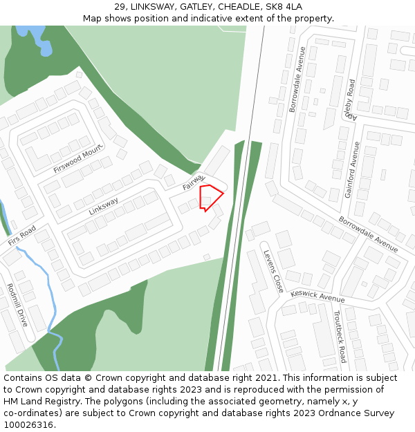 29, LINKSWAY, GATLEY, CHEADLE, SK8 4LA: Location map and indicative extent of plot