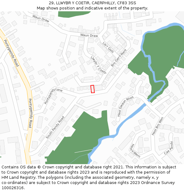29, LLWYBR Y COETIR, CAERPHILLY, CF83 3SS: Location map and indicative extent of plot