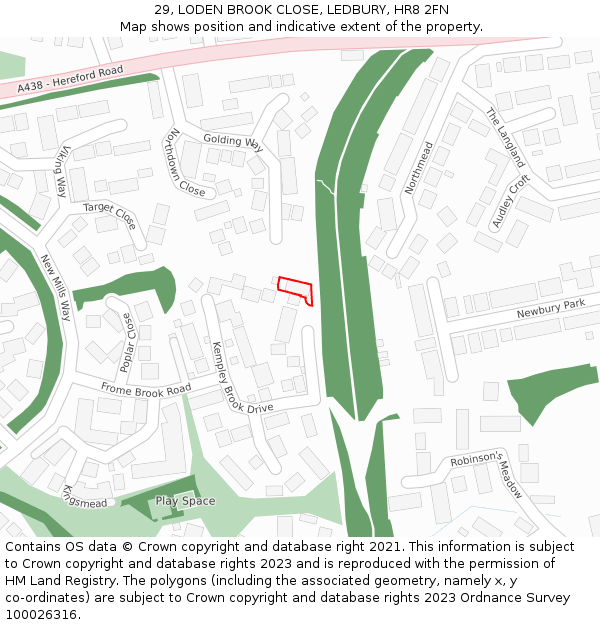29, LODEN BROOK CLOSE, LEDBURY, HR8 2FN: Location map and indicative extent of plot
