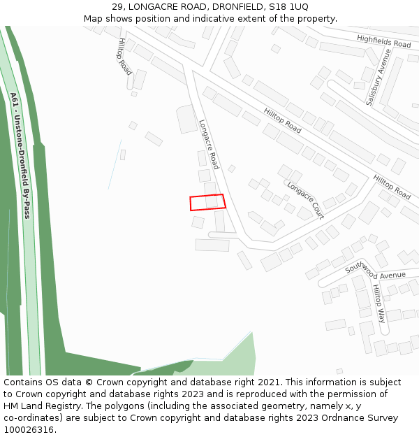 29, LONGACRE ROAD, DRONFIELD, S18 1UQ: Location map and indicative extent of plot