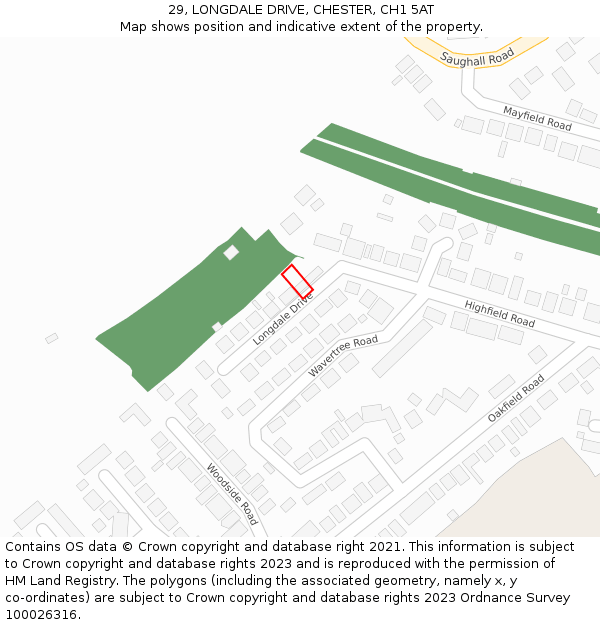 29, LONGDALE DRIVE, CHESTER, CH1 5AT: Location map and indicative extent of plot