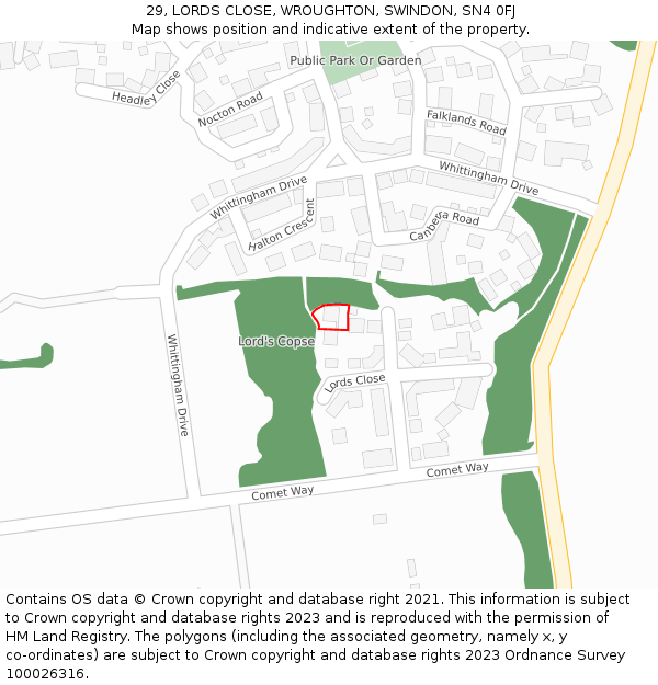 29, LORDS CLOSE, WROUGHTON, SWINDON, SN4 0FJ: Location map and indicative extent of plot