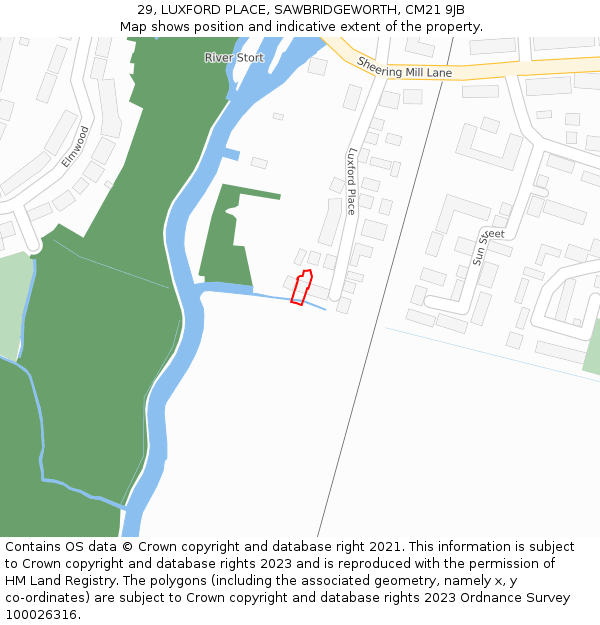 29, LUXFORD PLACE, SAWBRIDGEWORTH, CM21 9JB: Location map and indicative extent of plot