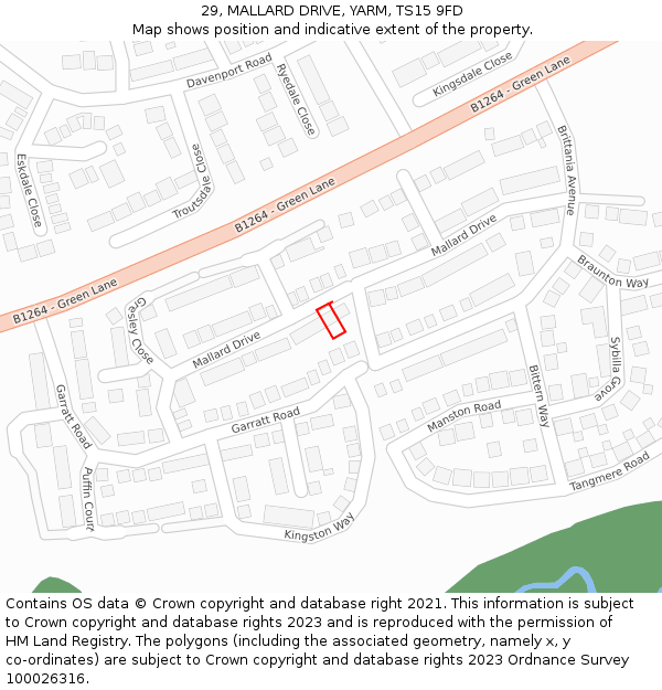 29, MALLARD DRIVE, YARM, TS15 9FD: Location map and indicative extent of plot