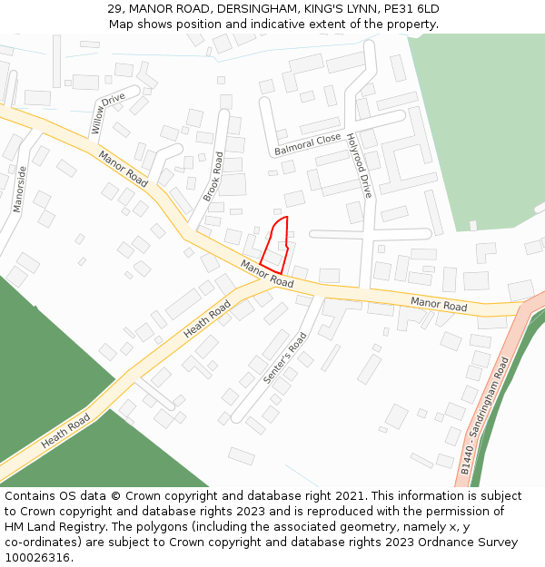 29, MANOR ROAD, DERSINGHAM, KING'S LYNN, PE31 6LD: Location map and indicative extent of plot