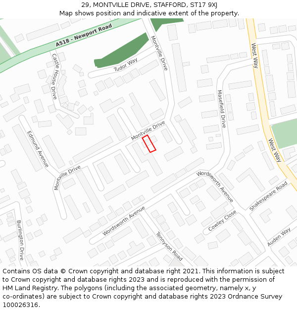 29, MONTVILLE DRIVE, STAFFORD, ST17 9XJ: Location map and indicative extent of plot