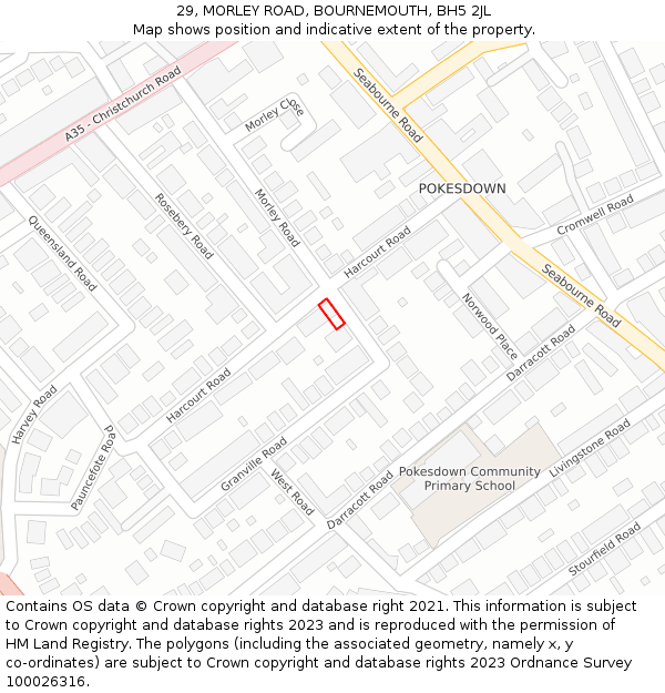 29, MORLEY ROAD, BOURNEMOUTH, BH5 2JL: Location map and indicative extent of plot