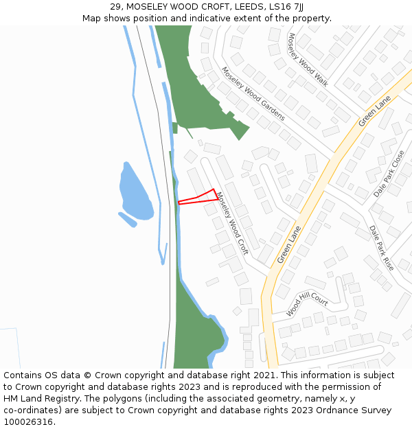 29, MOSELEY WOOD CROFT, LEEDS, LS16 7JJ: Location map and indicative extent of plot