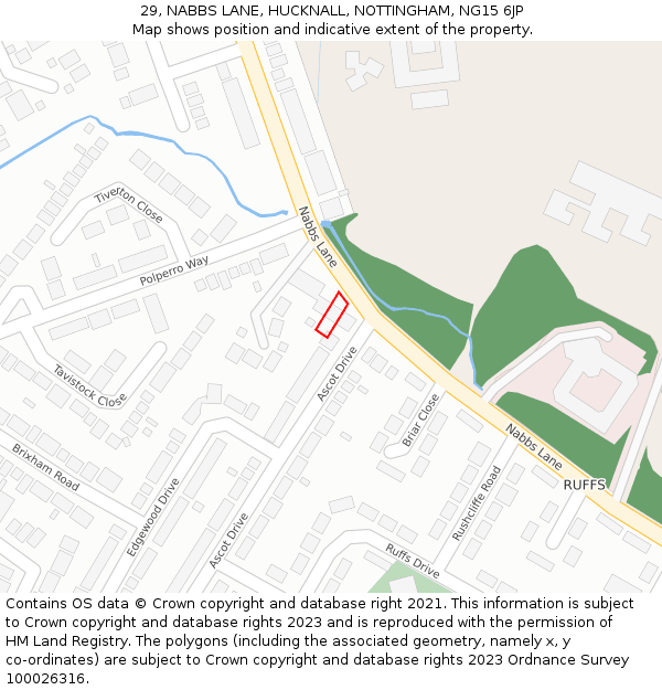29, NABBS LANE, HUCKNALL, NOTTINGHAM, NG15 6JP: Location map and indicative extent of plot