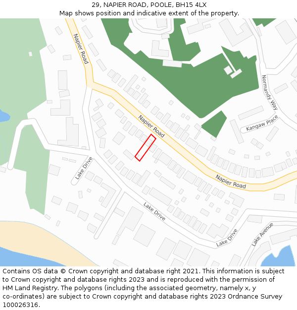 29, NAPIER ROAD, POOLE, BH15 4LX: Location map and indicative extent of plot