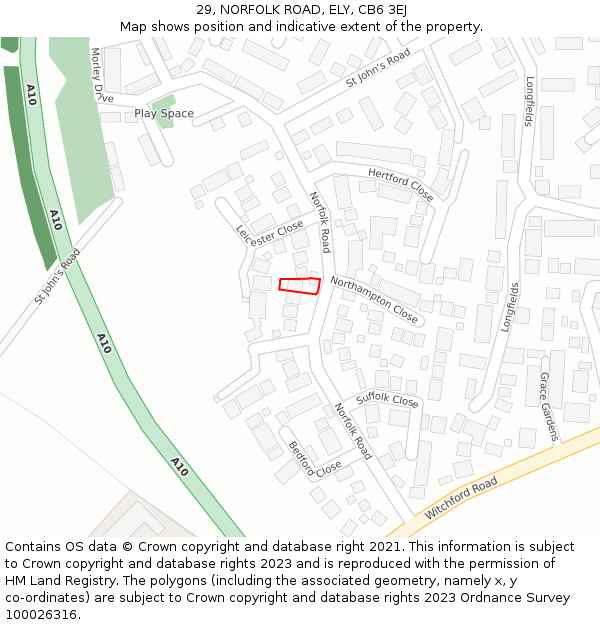 29, NORFOLK ROAD, ELY, CB6 3EJ: Location map and indicative extent of plot