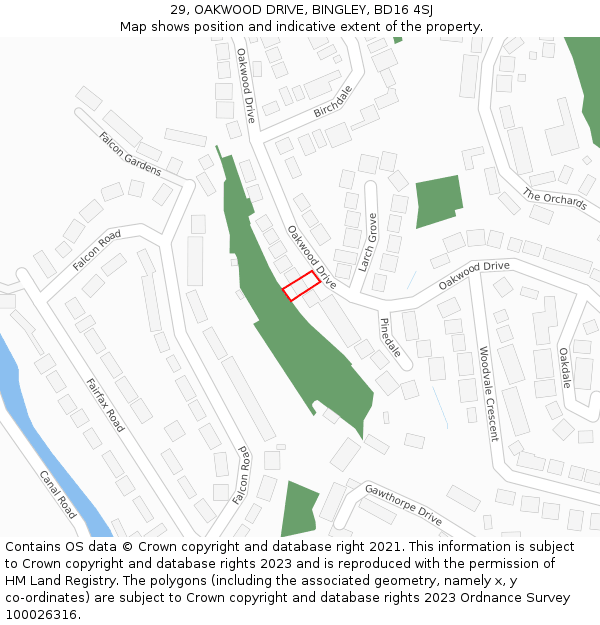 29, OAKWOOD DRIVE, BINGLEY, BD16 4SJ: Location map and indicative extent of plot