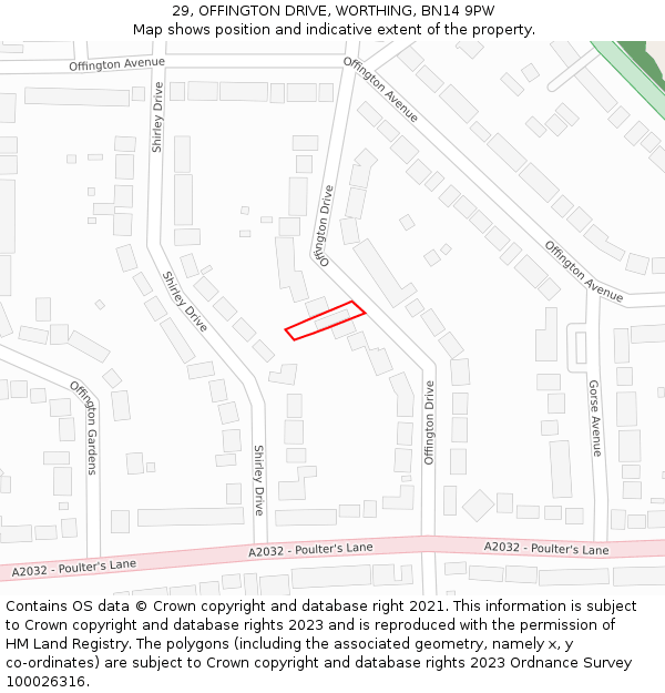 29, OFFINGTON DRIVE, WORTHING, BN14 9PW: Location map and indicative extent of plot