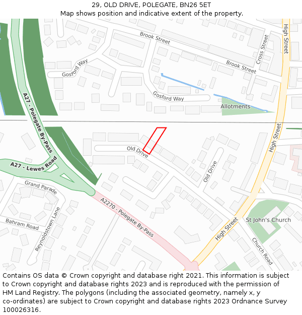 29, OLD DRIVE, POLEGATE, BN26 5ET: Location map and indicative extent of plot