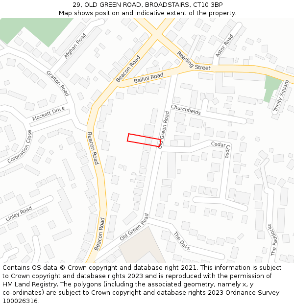 29, OLD GREEN ROAD, BROADSTAIRS, CT10 3BP: Location map and indicative extent of plot