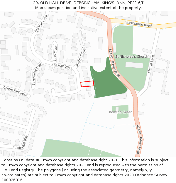 29, OLD HALL DRIVE, DERSINGHAM, KING'S LYNN, PE31 6JT: Location map and indicative extent of plot