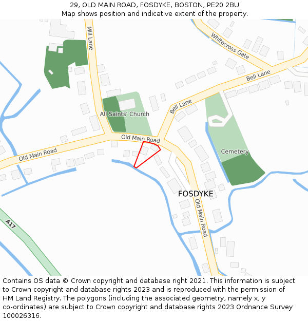 29, OLD MAIN ROAD, FOSDYKE, BOSTON, PE20 2BU: Location map and indicative extent of plot