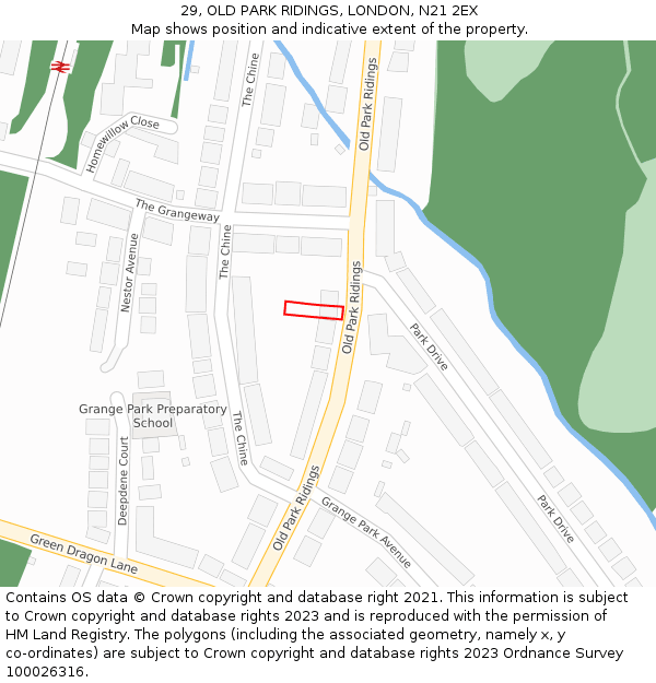 29, OLD PARK RIDINGS, LONDON, N21 2EX: Location map and indicative extent of plot