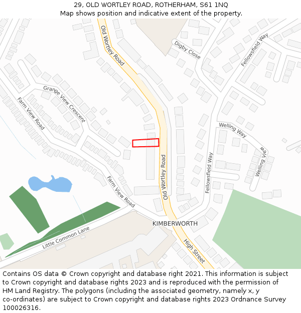 29, OLD WORTLEY ROAD, ROTHERHAM, S61 1NQ: Location map and indicative extent of plot
