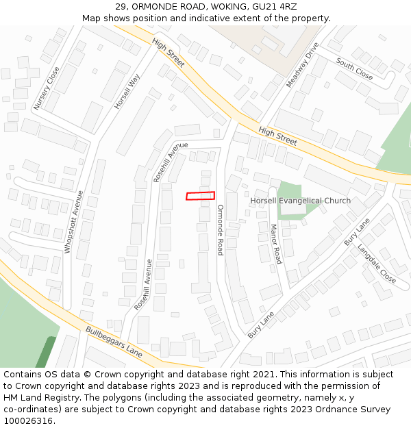 29, ORMONDE ROAD, WOKING, GU21 4RZ: Location map and indicative extent of plot