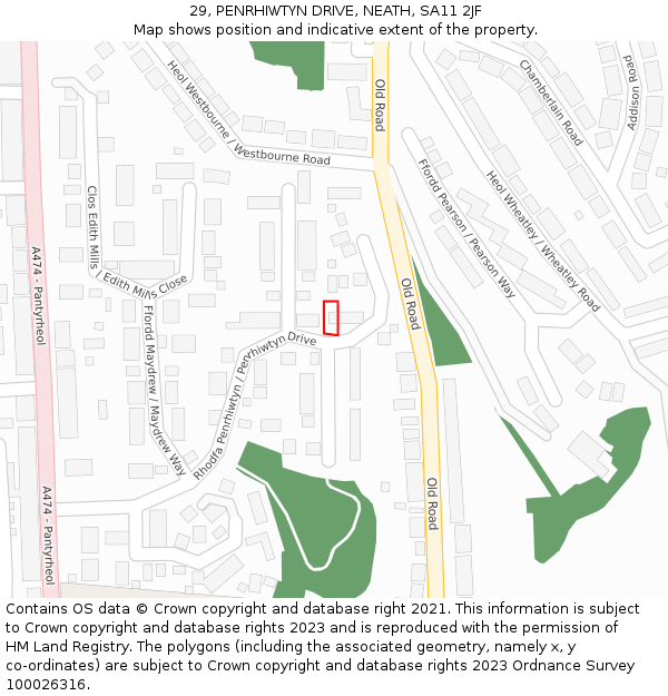 29, PENRHIWTYN DRIVE, NEATH, SA11 2JF: Location map and indicative extent of plot