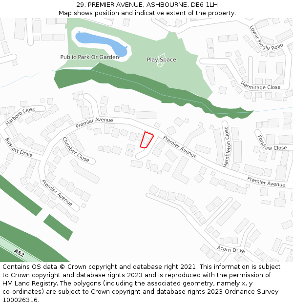 29, PREMIER AVENUE, ASHBOURNE, DE6 1LH: Location map and indicative extent of plot
