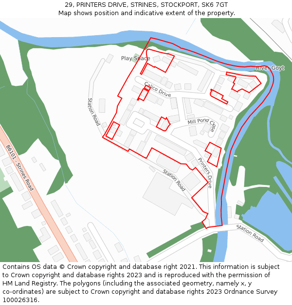 29, PRINTERS DRIVE, STRINES, STOCKPORT, SK6 7GT: Location map and indicative extent of plot