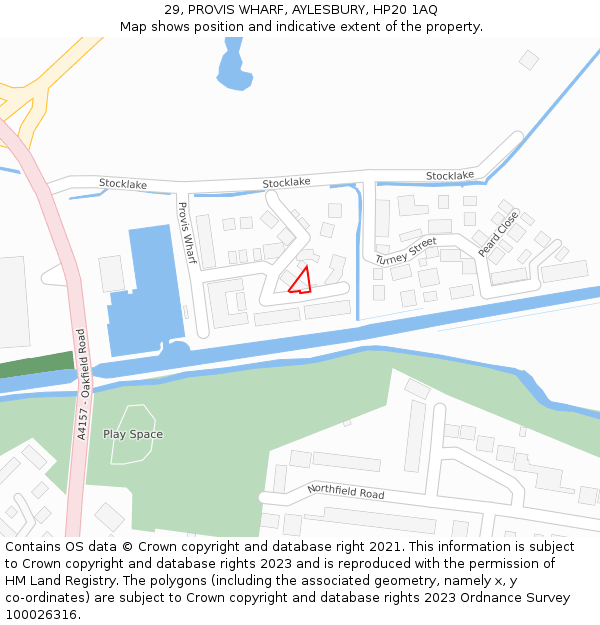 29, PROVIS WHARF, AYLESBURY, HP20 1AQ: Location map and indicative extent of plot