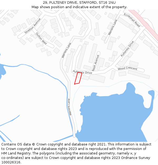 29, PULTENEY DRIVE, STAFFORD, ST16 1NU: Location map and indicative extent of plot