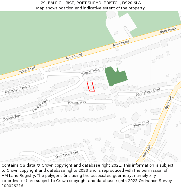 29, RALEIGH RISE, PORTISHEAD, BRISTOL, BS20 6LA: Location map and indicative extent of plot