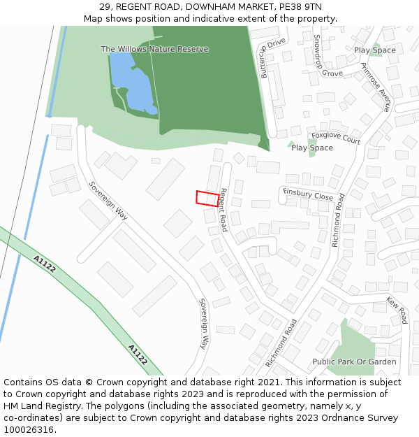 29, REGENT ROAD, DOWNHAM MARKET, PE38 9TN: Location map and indicative extent of plot