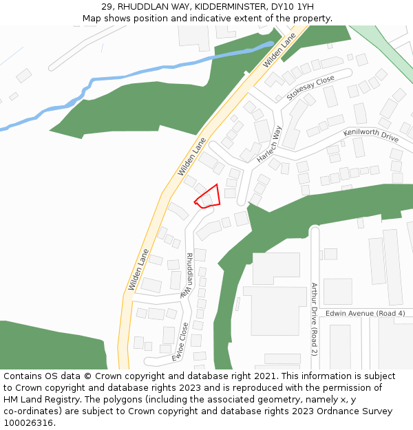 29, RHUDDLAN WAY, KIDDERMINSTER, DY10 1YH: Location map and indicative extent of plot