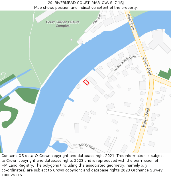 29, RIVERMEAD COURT, MARLOW, SL7 1SJ: Location map and indicative extent of plot