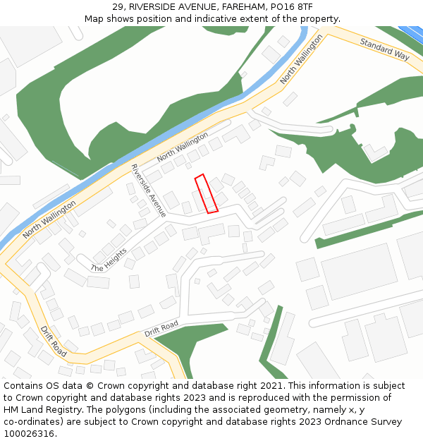 29, RIVERSIDE AVENUE, FAREHAM, PO16 8TF: Location map and indicative extent of plot