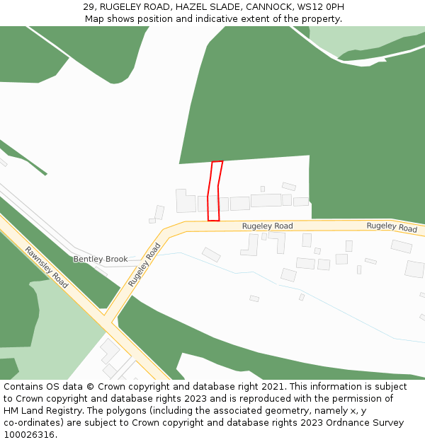 29, RUGELEY ROAD, HAZEL SLADE, CANNOCK, WS12 0PH: Location map and indicative extent of plot