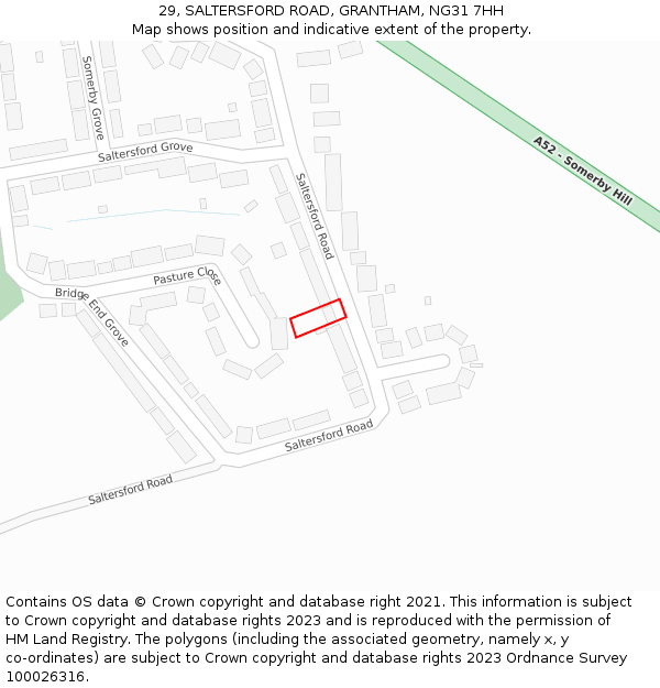 29, SALTERSFORD ROAD, GRANTHAM, NG31 7HH: Location map and indicative extent of plot