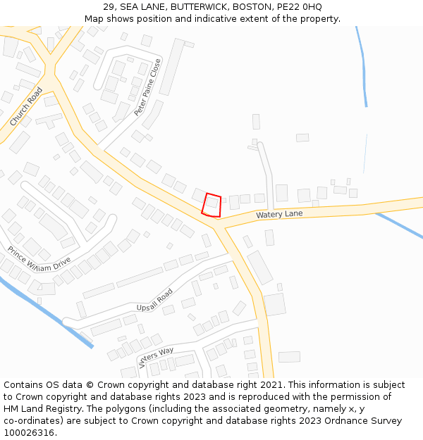 29, SEA LANE, BUTTERWICK, BOSTON, PE22 0HQ: Location map and indicative extent of plot