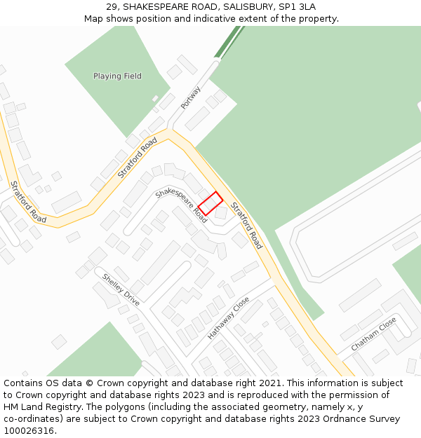 29, SHAKESPEARE ROAD, SALISBURY, SP1 3LA: Location map and indicative extent of plot