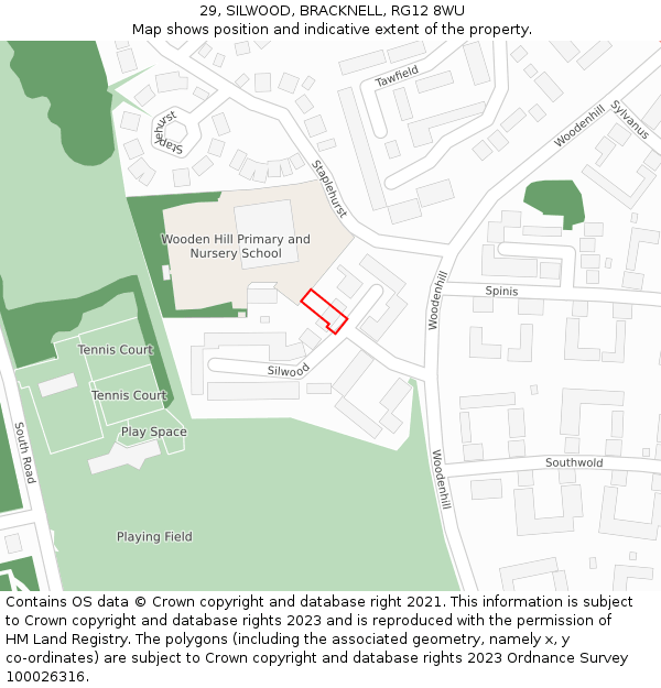 29, SILWOOD, BRACKNELL, RG12 8WU: Location map and indicative extent of plot