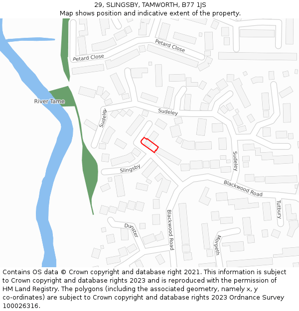 29, SLINGSBY, TAMWORTH, B77 1JS: Location map and indicative extent of plot