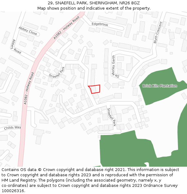 29, SNAEFELL PARK, SHERINGHAM, NR26 8GZ: Location map and indicative extent of plot