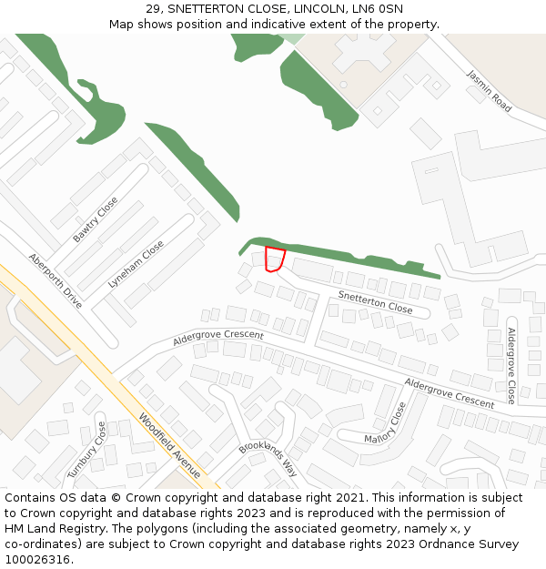 29, SNETTERTON CLOSE, LINCOLN, LN6 0SN: Location map and indicative extent of plot