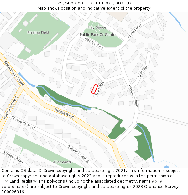 29, SPA GARTH, CLITHEROE, BB7 1JD: Location map and indicative extent of plot