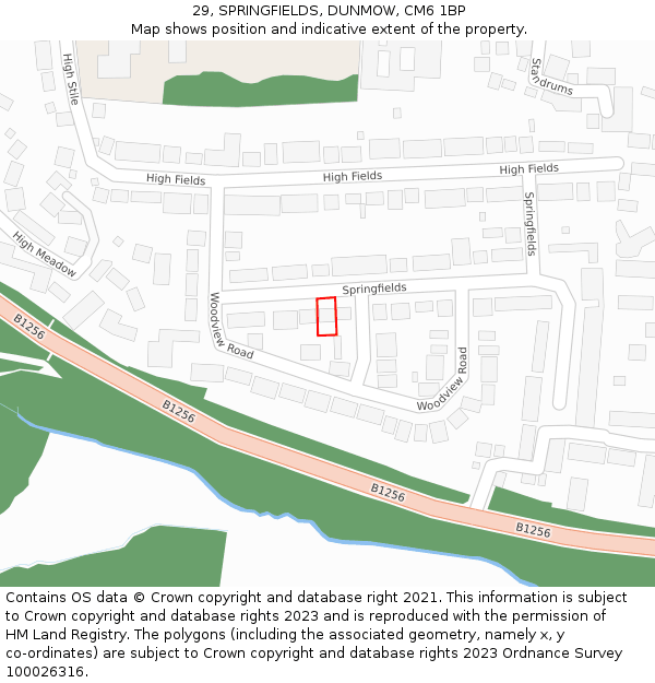 29, SPRINGFIELDS, DUNMOW, CM6 1BP: Location map and indicative extent of plot