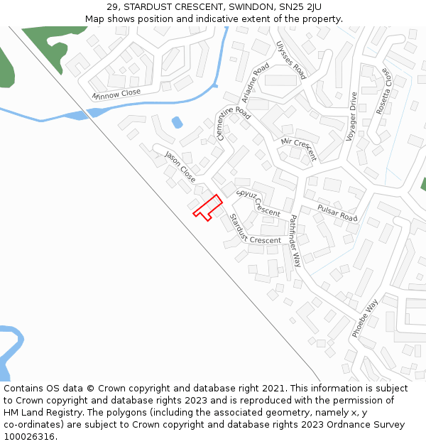 29, STARDUST CRESCENT, SWINDON, SN25 2JU: Location map and indicative extent of plot