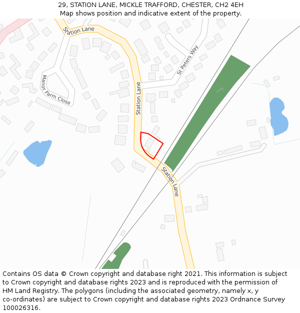 29, STATION LANE, MICKLE TRAFFORD, CHESTER, CH2 4EH: Location map and indicative extent of plot