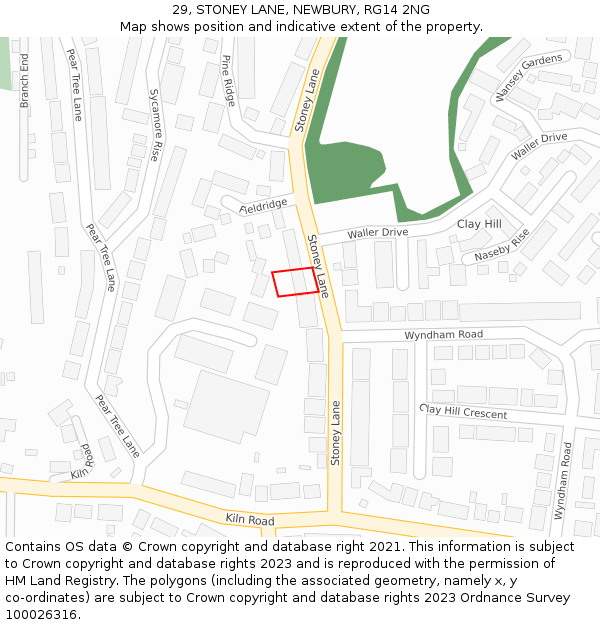 29, STONEY LANE, NEWBURY, RG14 2NG: Location map and indicative extent of plot