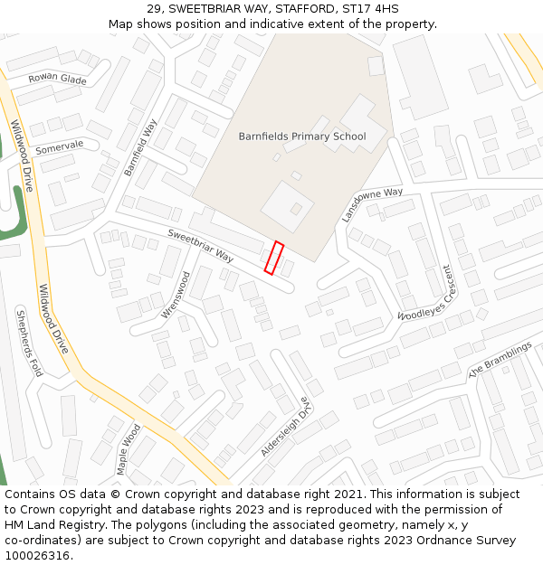 29, SWEETBRIAR WAY, STAFFORD, ST17 4HS: Location map and indicative extent of plot