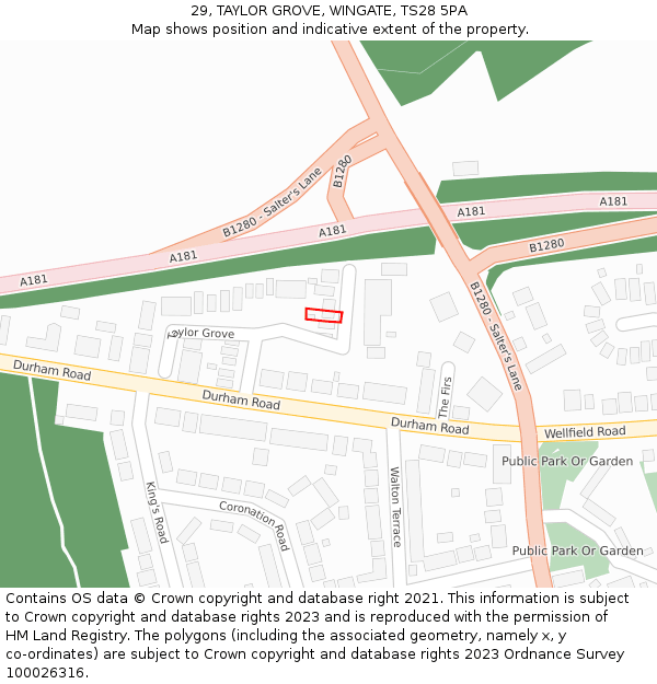 29, TAYLOR GROVE, WINGATE, TS28 5PA: Location map and indicative extent of plot