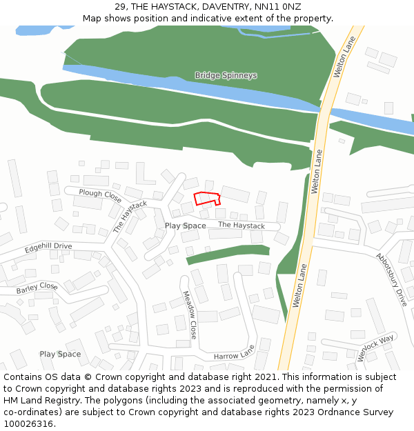 29, THE HAYSTACK, DAVENTRY, NN11 0NZ: Location map and indicative extent of plot
